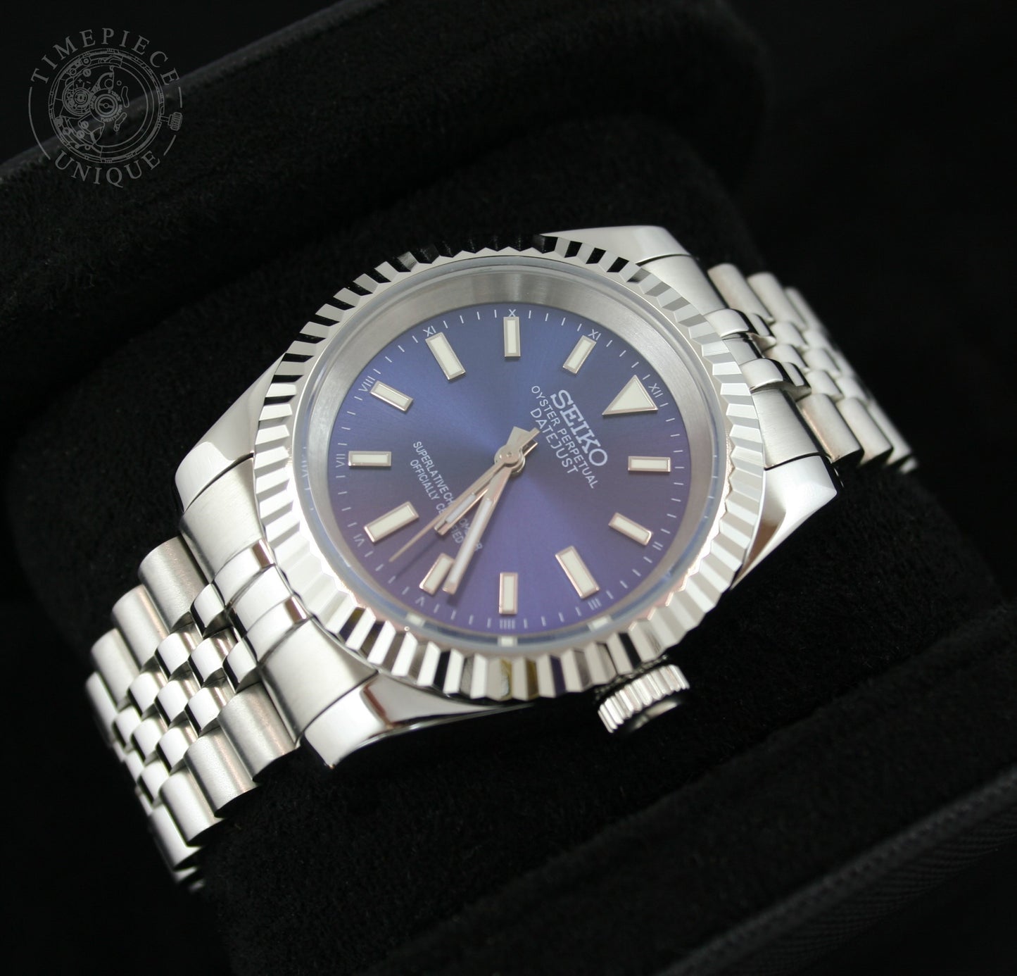 Seiko Mod - Dark Blue - Fluted Datejust