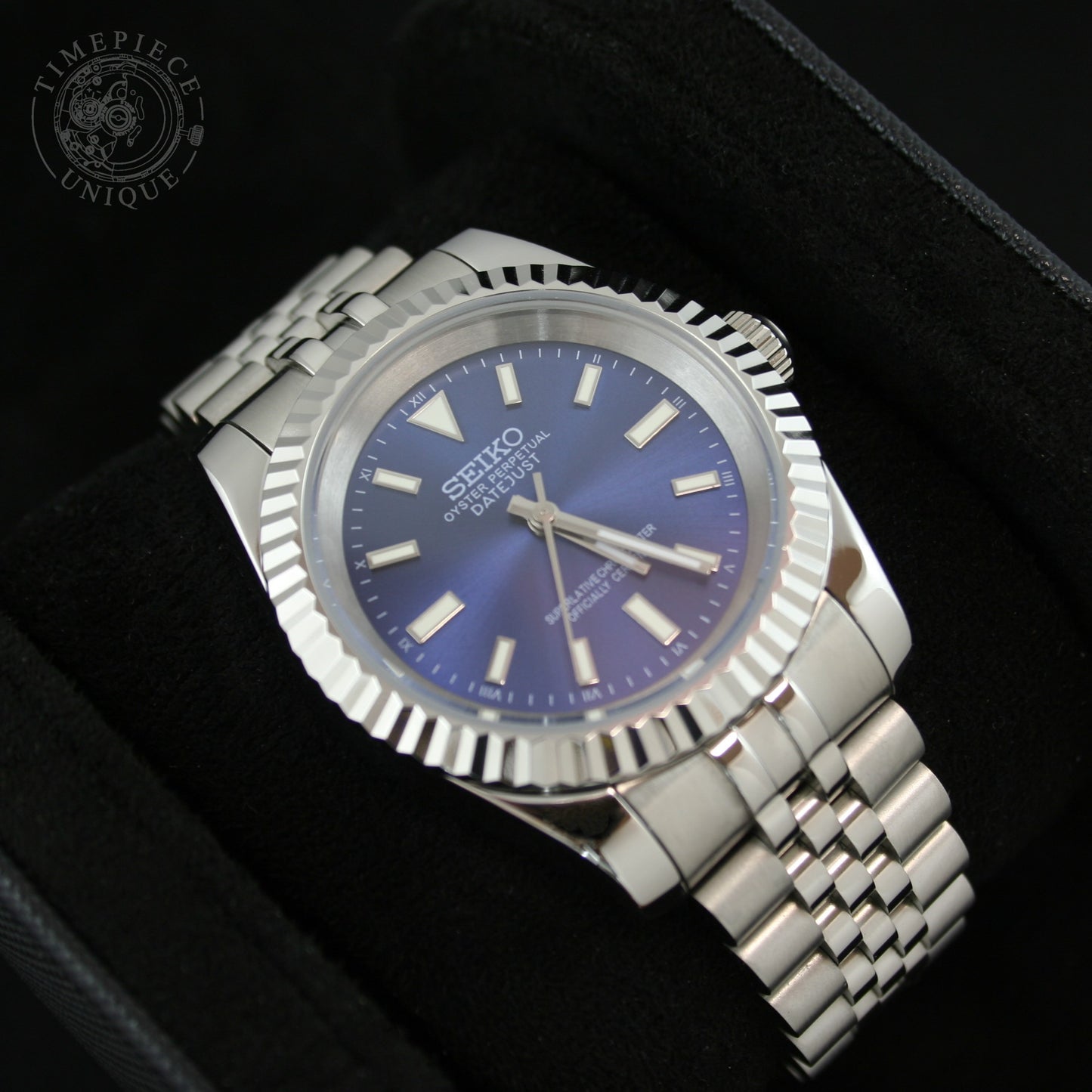 Seiko Mod - Dark Blue - Fluted Datejust