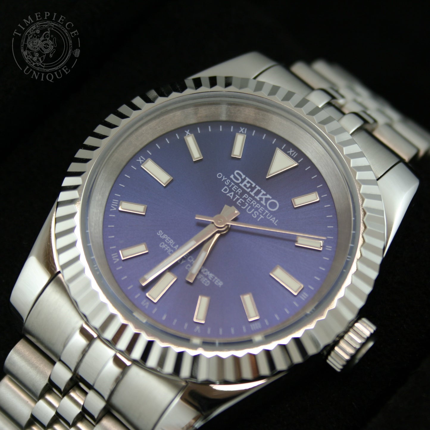 Seiko Mod - Dark Blue - Fluted Datejust