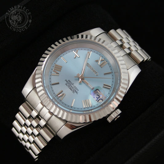 Seiko Mod - Roman Numerals Ice Blue - Fluted Datejust