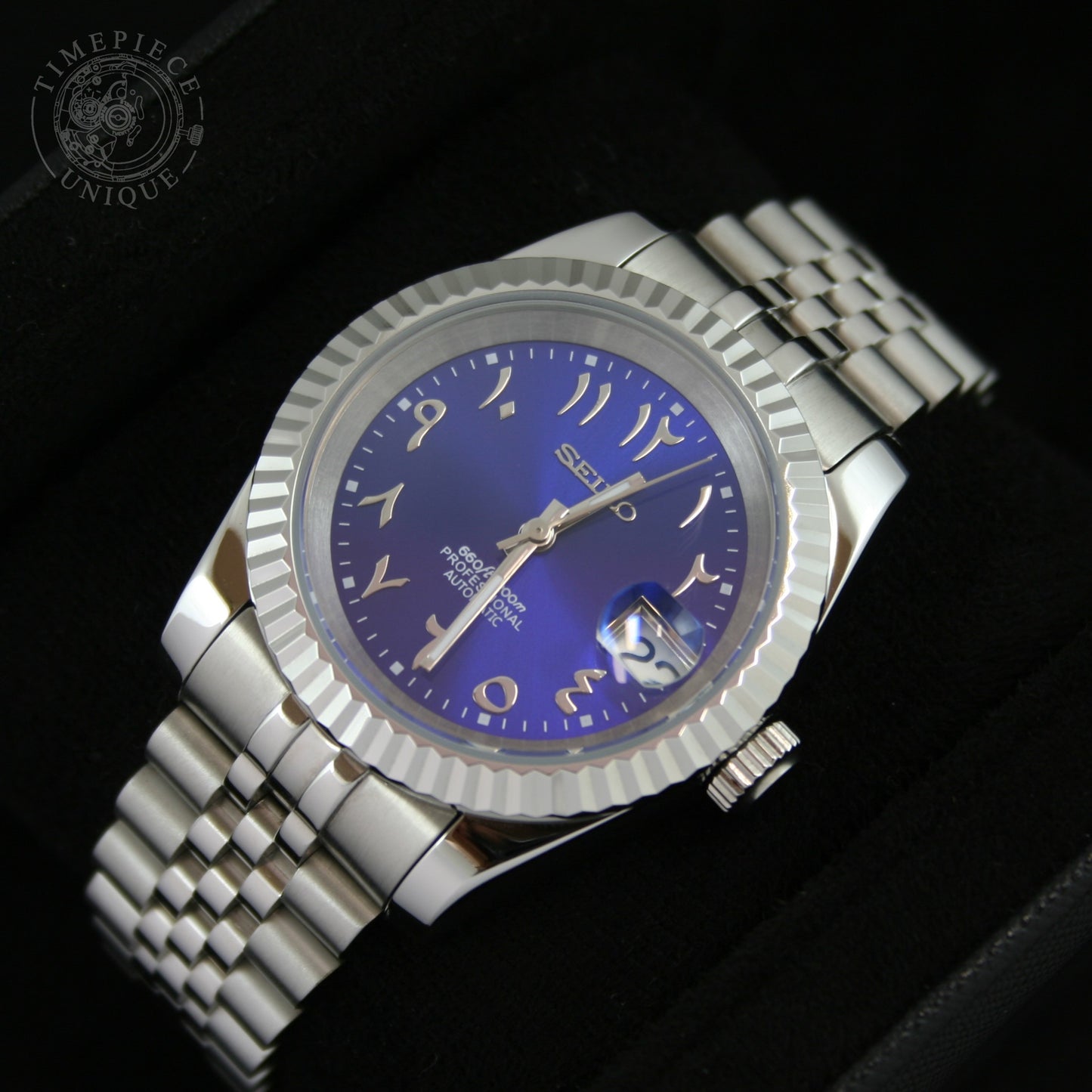 Seiko Mod - Dark Gloss Blue - Fluted Datejust