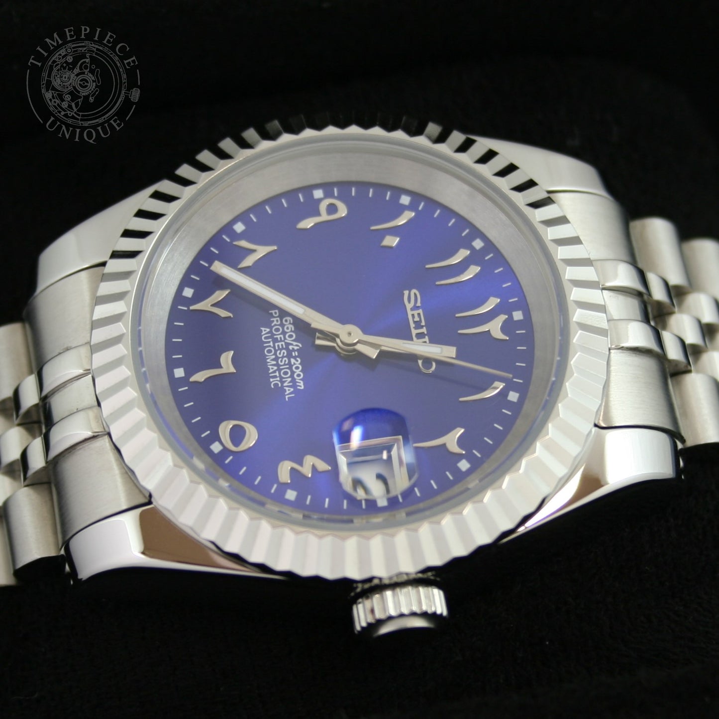 Seiko Mod - Dark Gloss Blue - Fluted Datejust