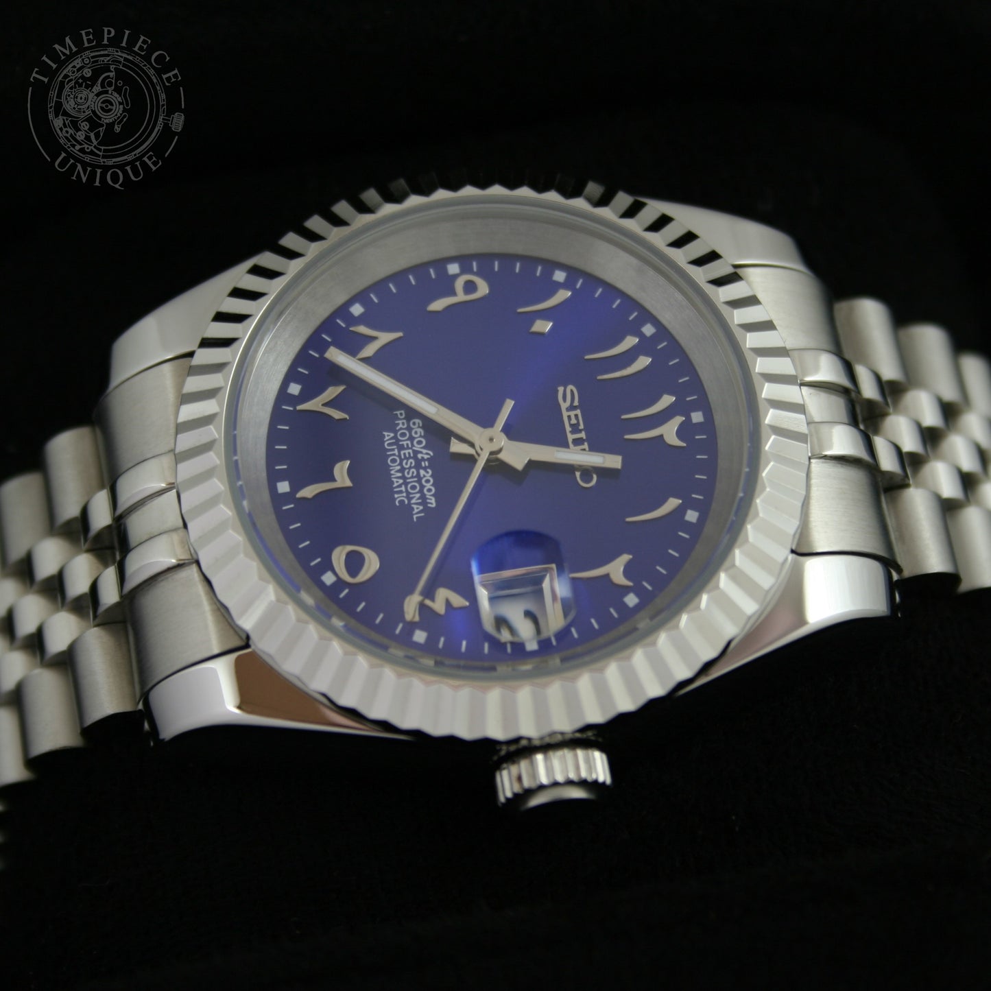 Seiko Mod - Dark Gloss Blue - Fluted Datejust