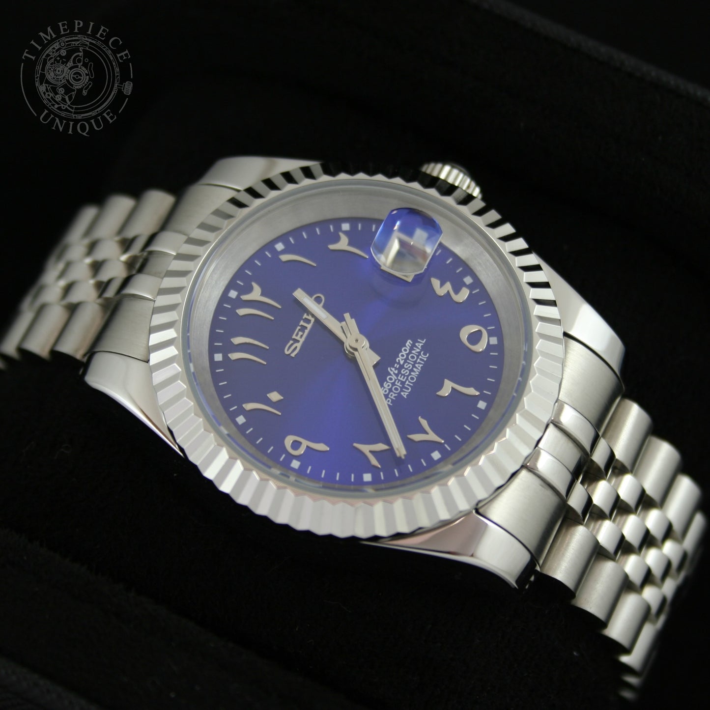 Seiko Mod - Dark Gloss Blue - Fluted Datejust